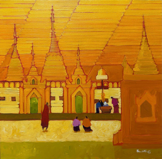 Golden Glory - 18 painting of golden buildings with domes and people